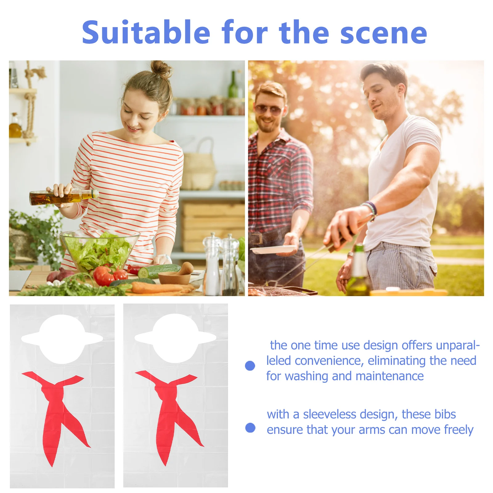 100pcs Disposable Oil Proof Aprons Bibs for Adults Elderly Eating Men Women Plastic Baby Lobster Seafood Bulk Kitchen Hot Pot