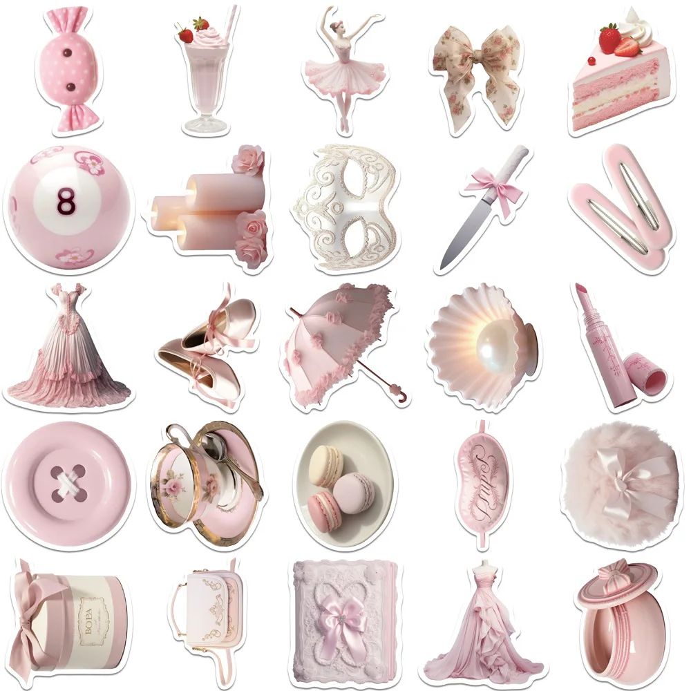 10/30/50PCS New Pink Ballet Girl Sticker Cartoon Cute Animal Sticker iPad Computer Luggage Helmet Guitar Wall Sticker Decoration