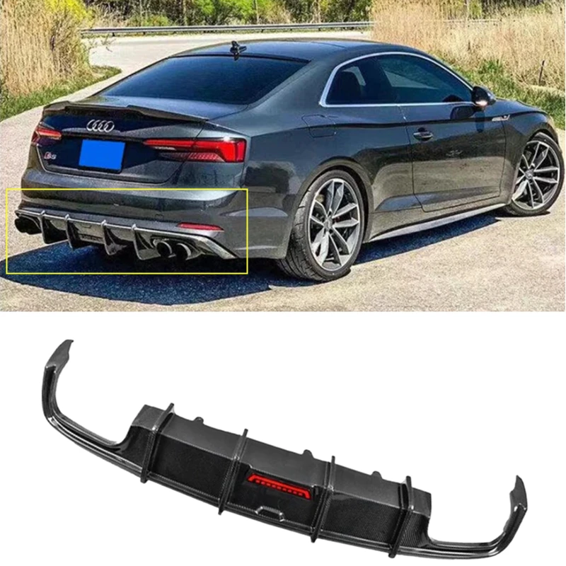 For Audi A5 S Line S5 B9 2017 2018 2019 2020 Real Carbon Fiber Rear Diffuser Kit Lip Spoiler High Quality Refits Splitters