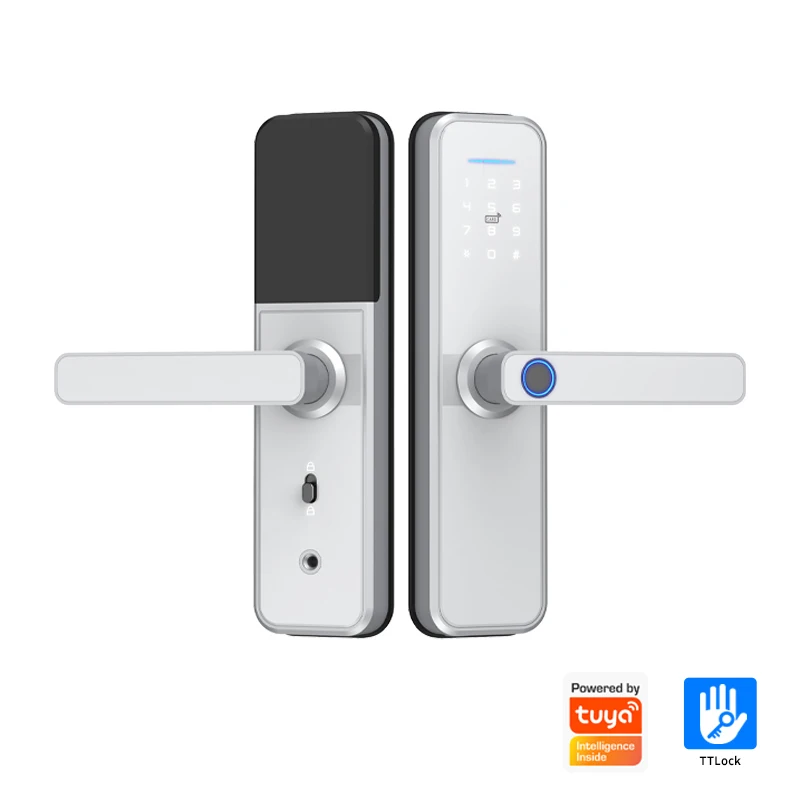 Tuya WiFi Waterproof Smart Door Lock Fingerprint Aluminum Alloy Digital Password Electronic Door Lock for Wood Outdoor