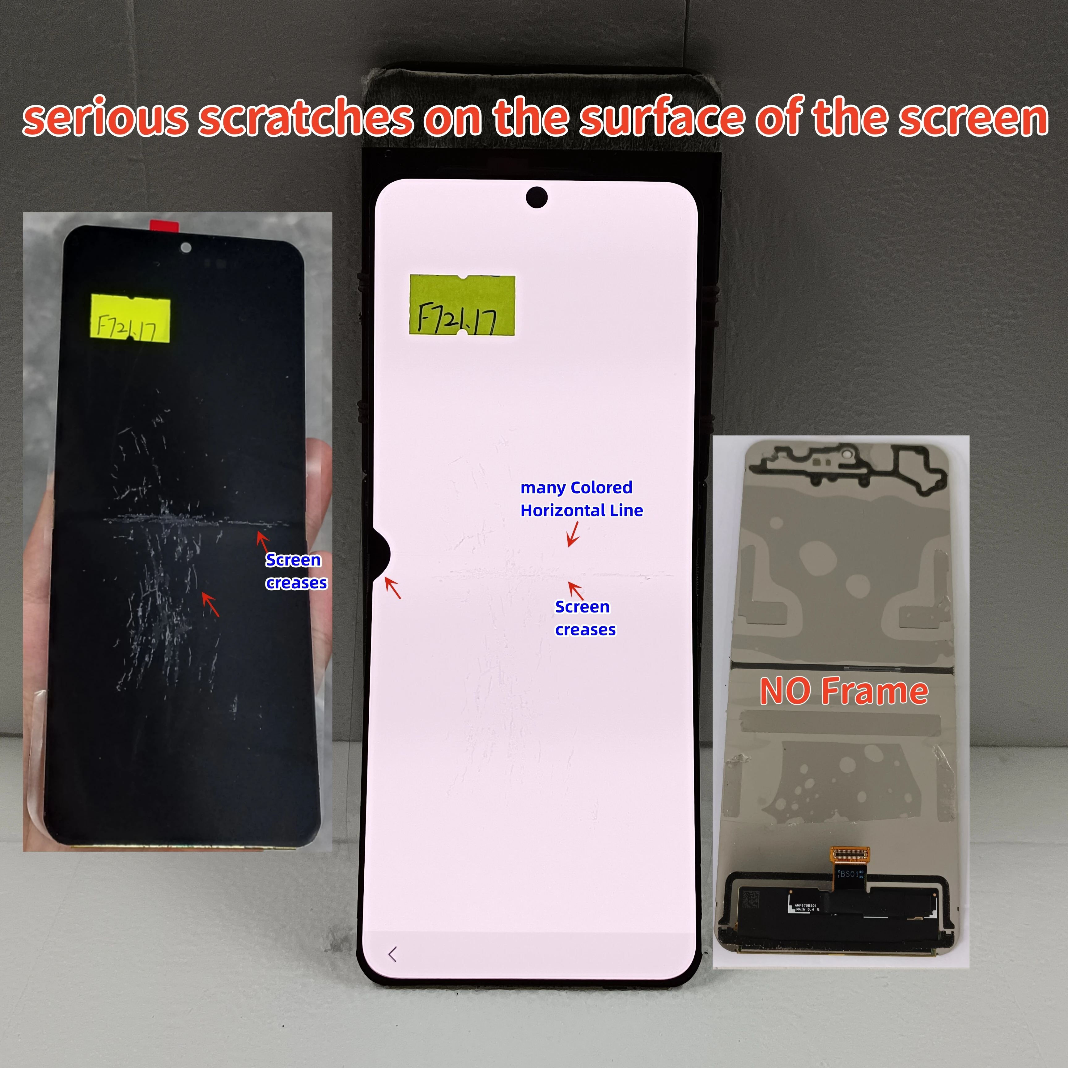 AMOLED LCD For Samsung fold screen suitable for Z Flip 4 F721 SM-F7210 F721B LCD Touch Screen Digitizer Replacement With Defect