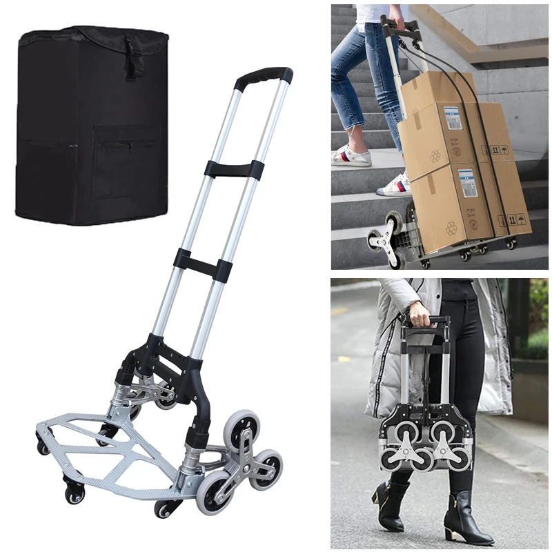 Delivery Trolley On Wheel 75kg All-terrain Stair-Climbing Trolley With Elastic Rope Folding Trolley for Carrying Goods Up 2022