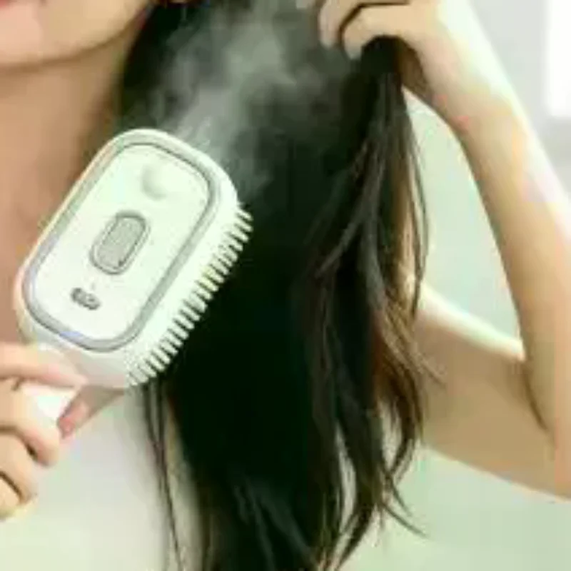 Electric Spray Hair Brush 2-In-1 Misting Water Reduce Frizz Anti-Static Retractable Steam Massage Comb