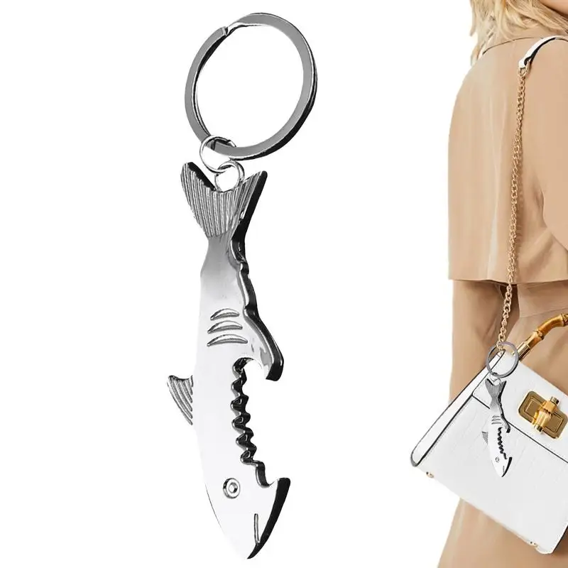 Beer Opener Tool Key Chain Portable Creative Bottle Opener Compact Multi-Functional Stylish Men's Keyrings & Keychains For