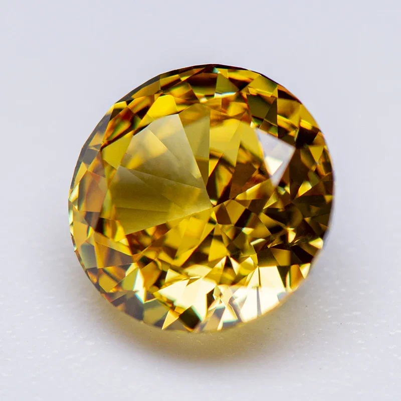 Cubic Zirconia Crushed Ice Cut Dark Yellow Color Round Shape Charms Beads for Jewelry Making Bracelet Materials No Certificate