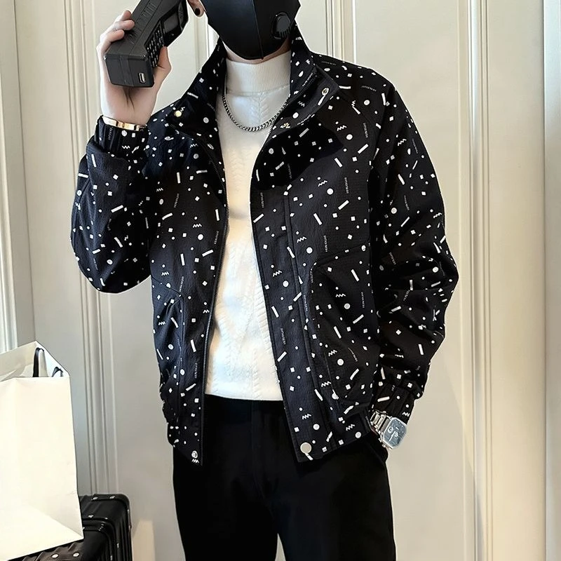 

Высококачественная мужская куртка премиум-класса 2025, новинка весны и осени Bad Boy, крутая куртка с воротником-стойкой и буквенным принтом, модная корейская повседневная универсальная куртка