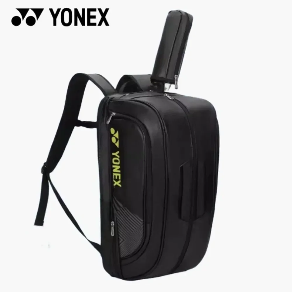 YONEX 하이 퀄리티 배드민턴 가방, 가죽 스포츠 테니스 라켓, 어깨 배낭, 다기능 최대 용량 6 개 라켓