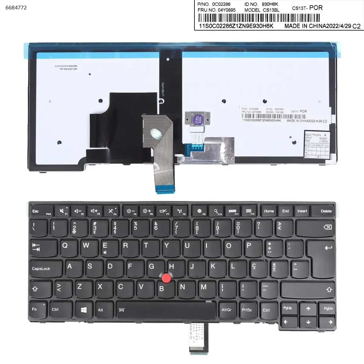 Sac clavier d'ordinateur portable pour IBM ThinkSub, cadre noir avec anciers pointu et rétroéclairage, T440P, T440S, T450, T450s, T431s, E431, T460