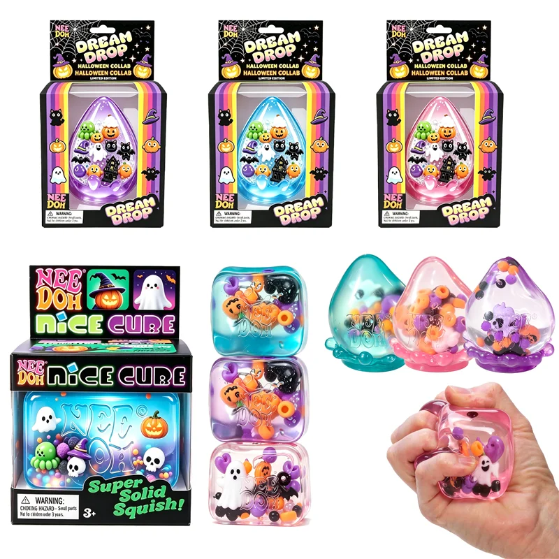 Needoh Halloween Dream Drop 5.5cm Nice Ice Cube Maltose Squishy Toy Limited Edition Mini Ice Cube 4Pack Fidget Relief ADHD Gift