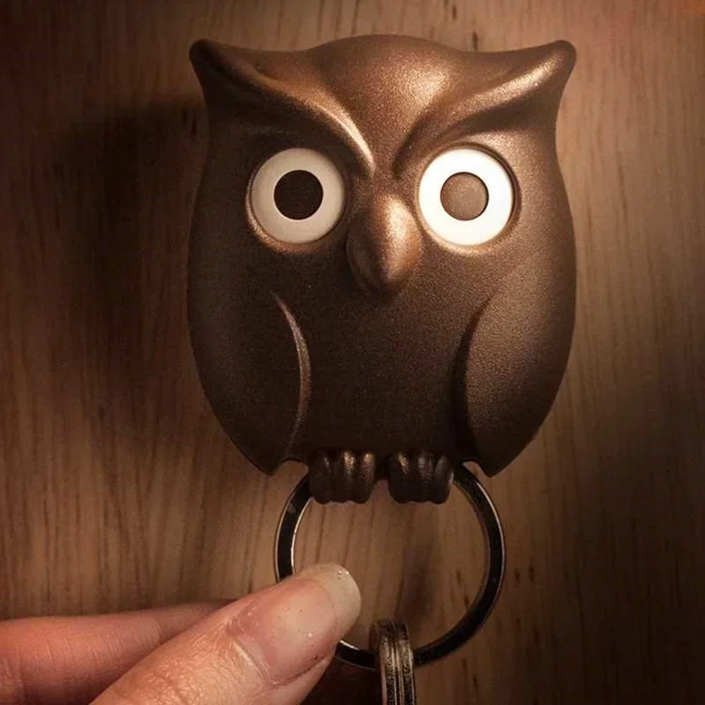 1PCS Night Owl Black White Brown Magnetic Wall Key Holder Magnets Keep Keychains Key Hanger Hook Hanging Key It Will Open Eyes