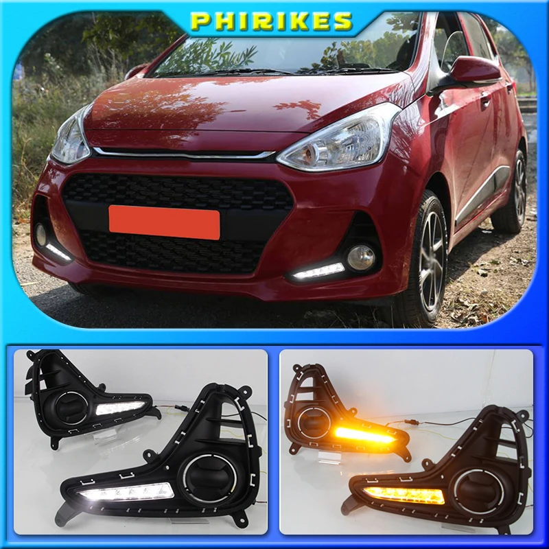 

1set For Hyundai Grand I10 2017 2018 2019 DRL Daytime Running Light fog lamp Relay LED Daylight with turn signal