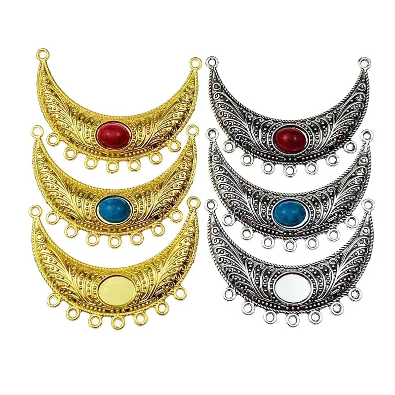 

10pcs 46*55mm Metal Hollow Moon Hole Film Beads For Sewing Cosplay Costume Ancient Bride Hair Headwear Bag Clothes