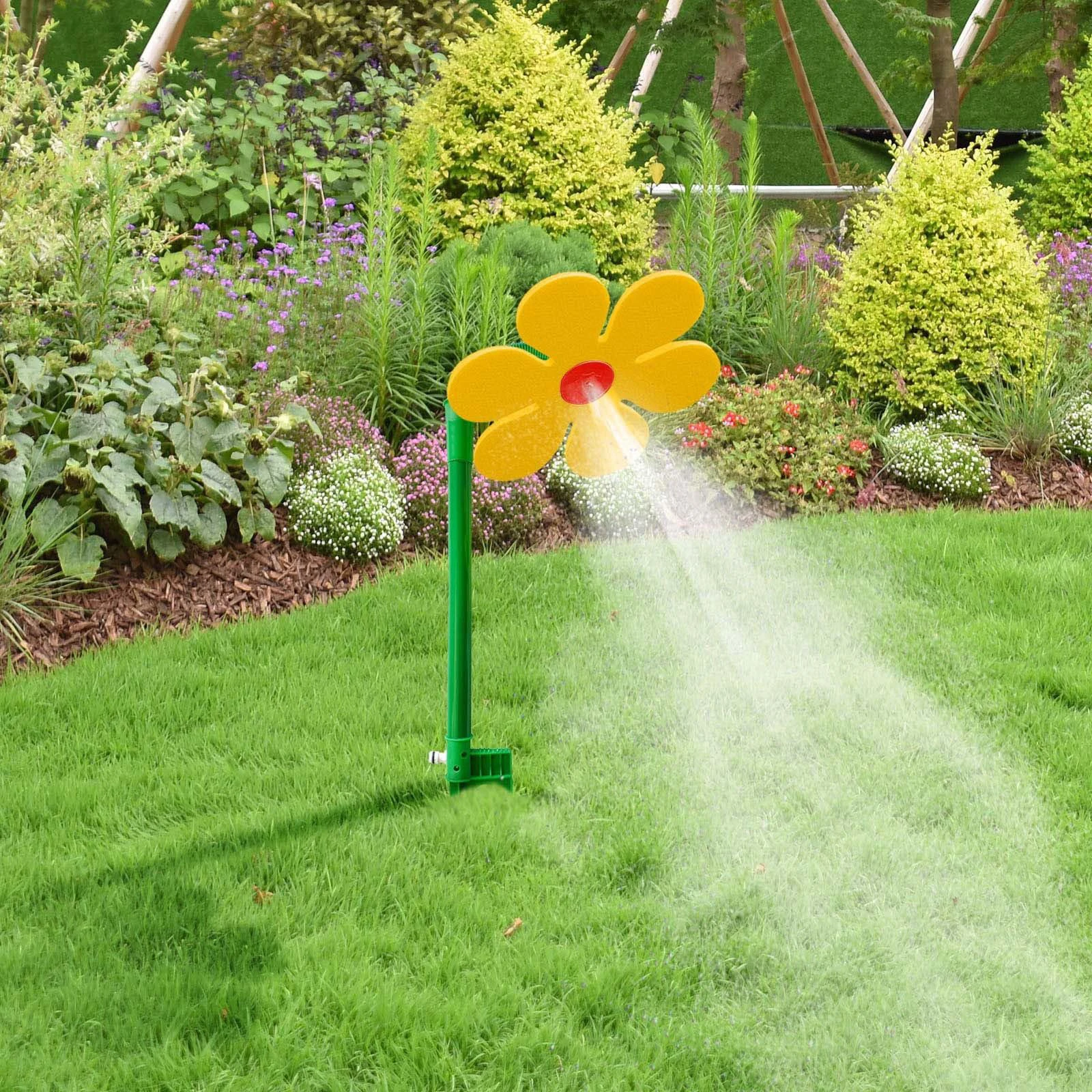 Funny Sun Flower Dancing Daisy Lawn Sprinkler 360 Degree Rotating Garden Sprinklers for Yard Watering Dogs Playing
