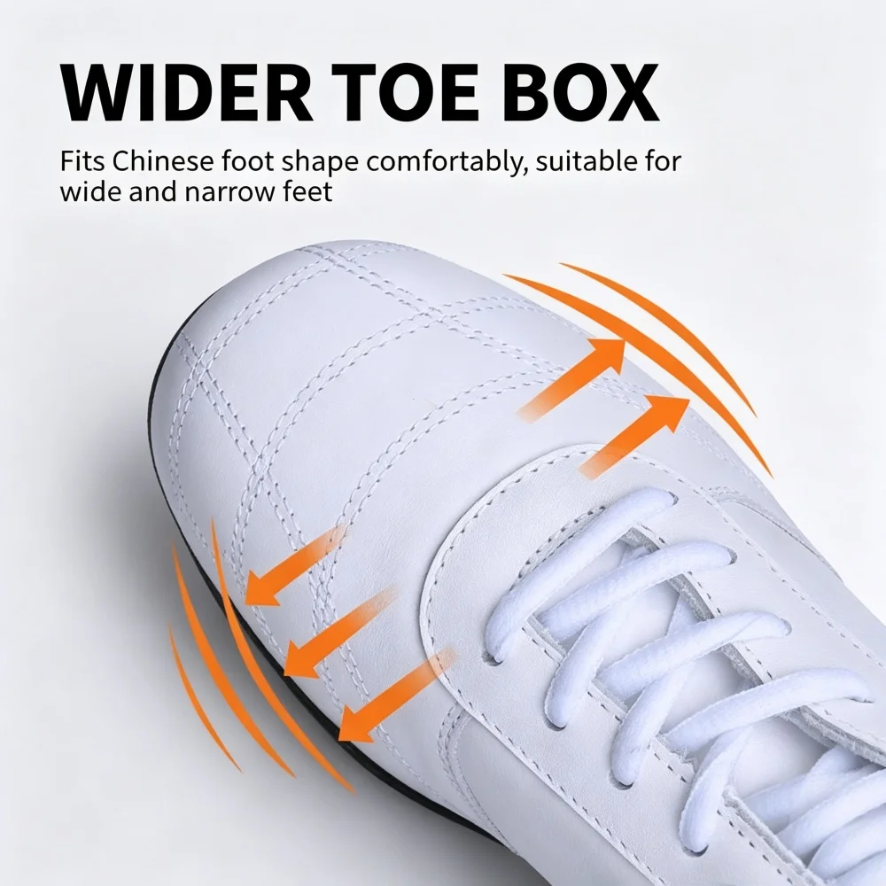 Wushu Shoes Unisex Genuine Leather Upper Rubber Sole Chinese Kung Fu Tai Chi Shoes Flexible For Training Performance Daily Wear