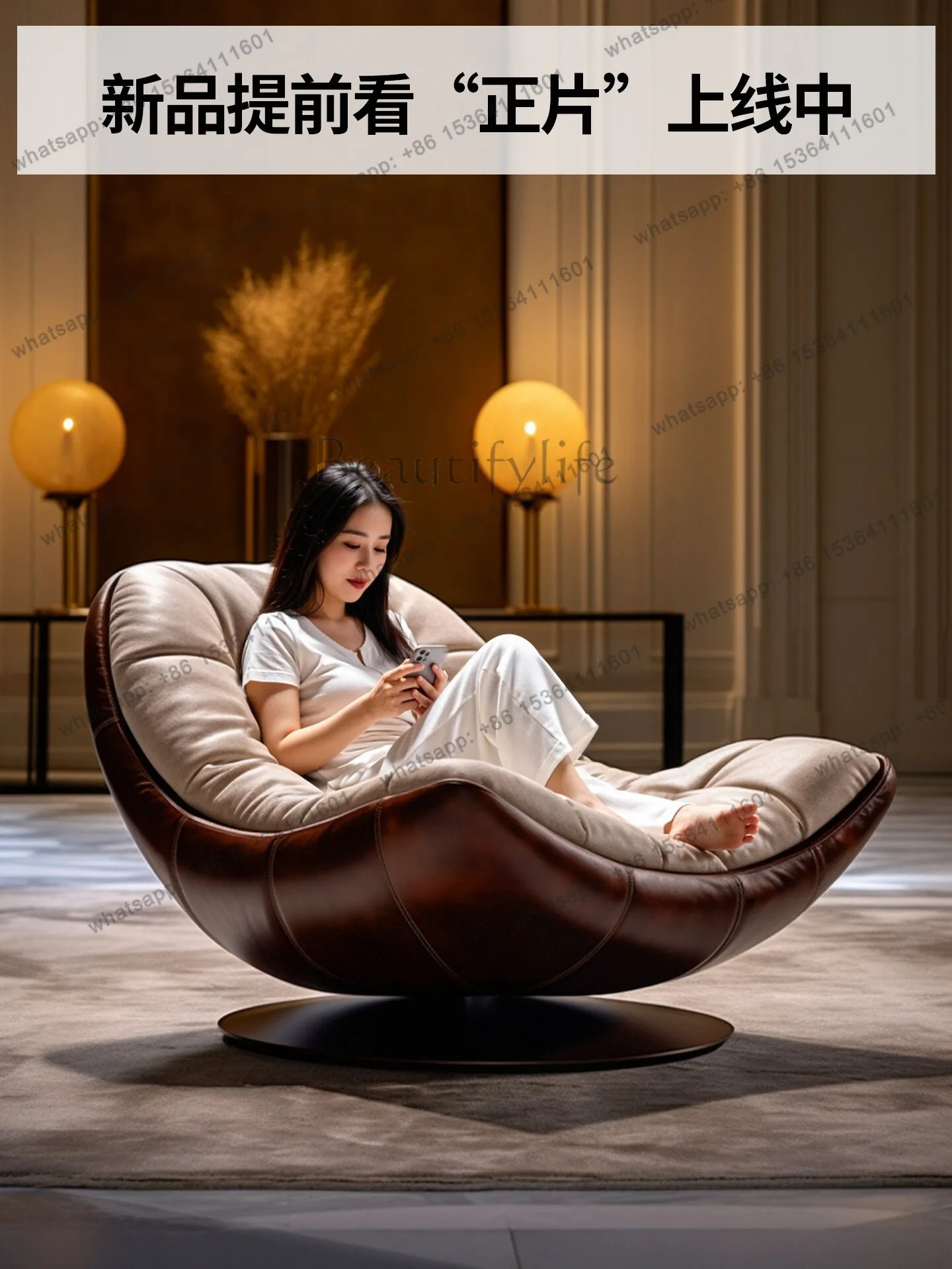 Italian minimalist rotating single sofa fabric single chair medieval leisure chair
