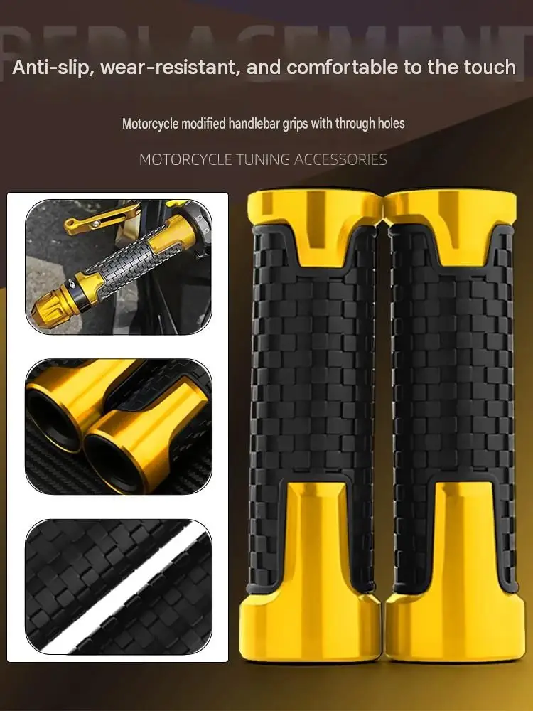 For Kymco Xciting X350ADV Handle Grip Set Through-hole Design with Aluminum Balance Plugs for Reduced High-Speed Vibration