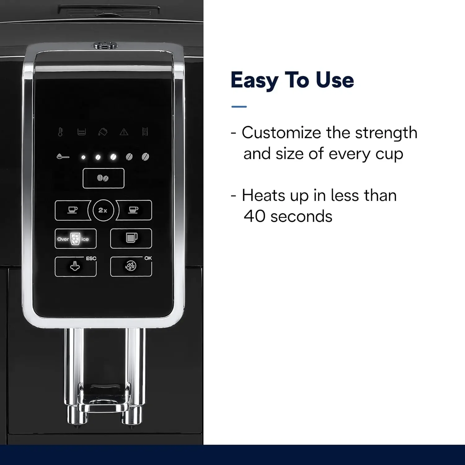 Macchina per caffè espresso, nera - Preparazione automatica di fagioli a tazza, macinacaffè in acciaio integrato e montalatte manuale - One-T