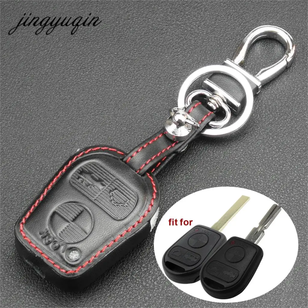 jingyuqin 3 Button Car Key Remote Key Leather Case for BMW E31 E32 E34 E36 E38 E39 E46 Z3 Fob key Shell Cover Holder