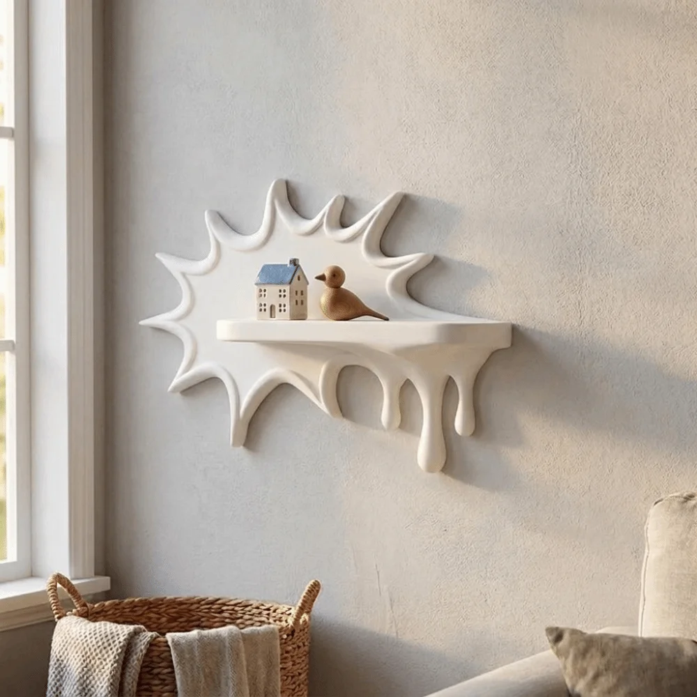 3D Printed Burst Dripping Shape Wall Shelf Plastic Wall-Mounted Melting Display Rack Melting Irregular Shape Decorative Shelf