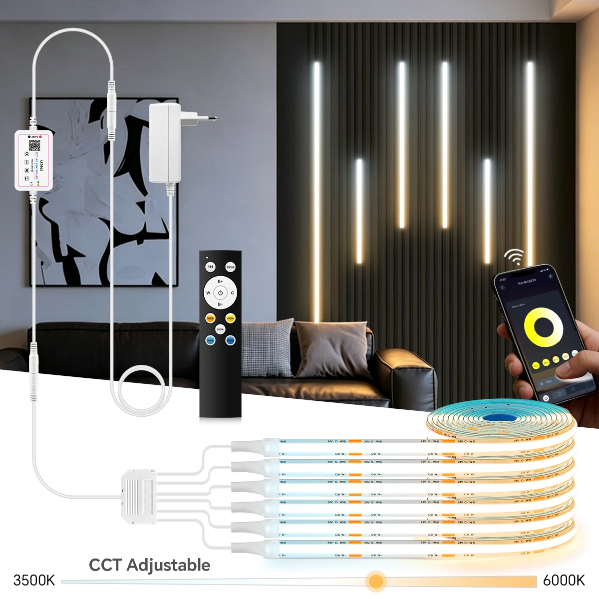 Candle Making Supplies Uk - DC24V Smart COB LED-striplicht, 6/4/2 stuks