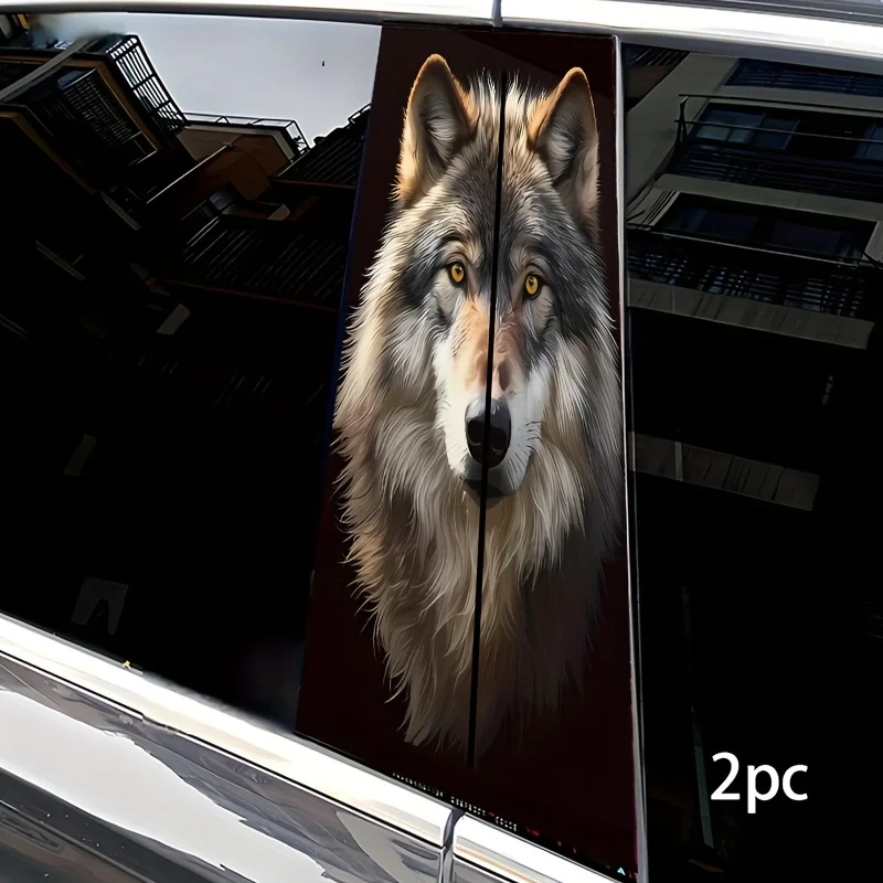 

2Pcs Wolf Pattern Vinyl Door Post Sticker - Waterproof, Scratch Resistant, Self Adhesive Car B Post Sticker for Car Exterior