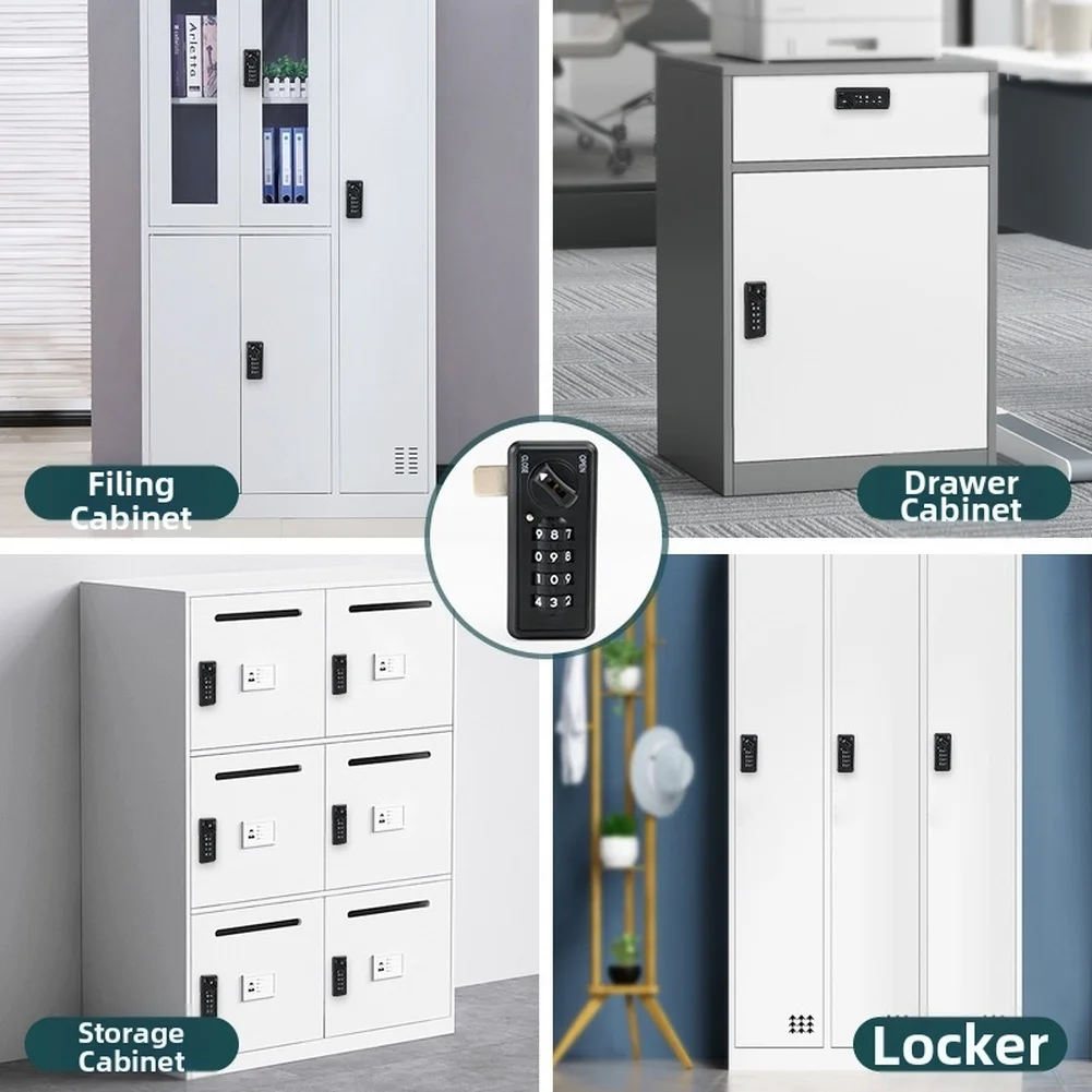 Filing Cabinet Digital Lock with Keyless Entry ABS Zinc Alloy Lock Cylinder 90 Degree Turn and Type C Power Interface