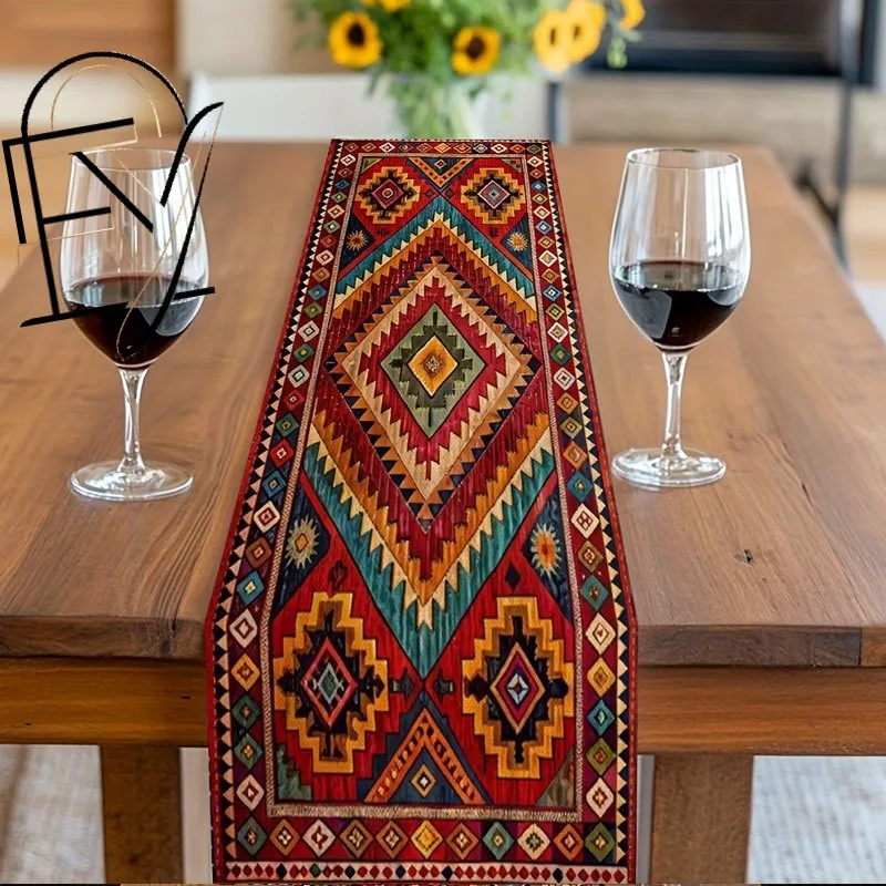 Linen Table Runner Fall Sunflower Pumpkin Lantern Buffalo Plaid Off White Autumn Table Decor Thanksgiving