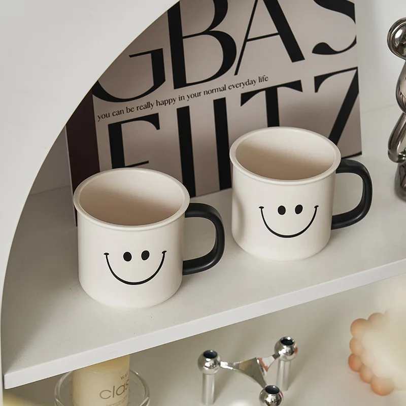 2Pcs PP Ins Creative Milk White Heat Resistant High Beauty Smiling Face Rinsing Cup Student Dormitory Household Rinsing Cup