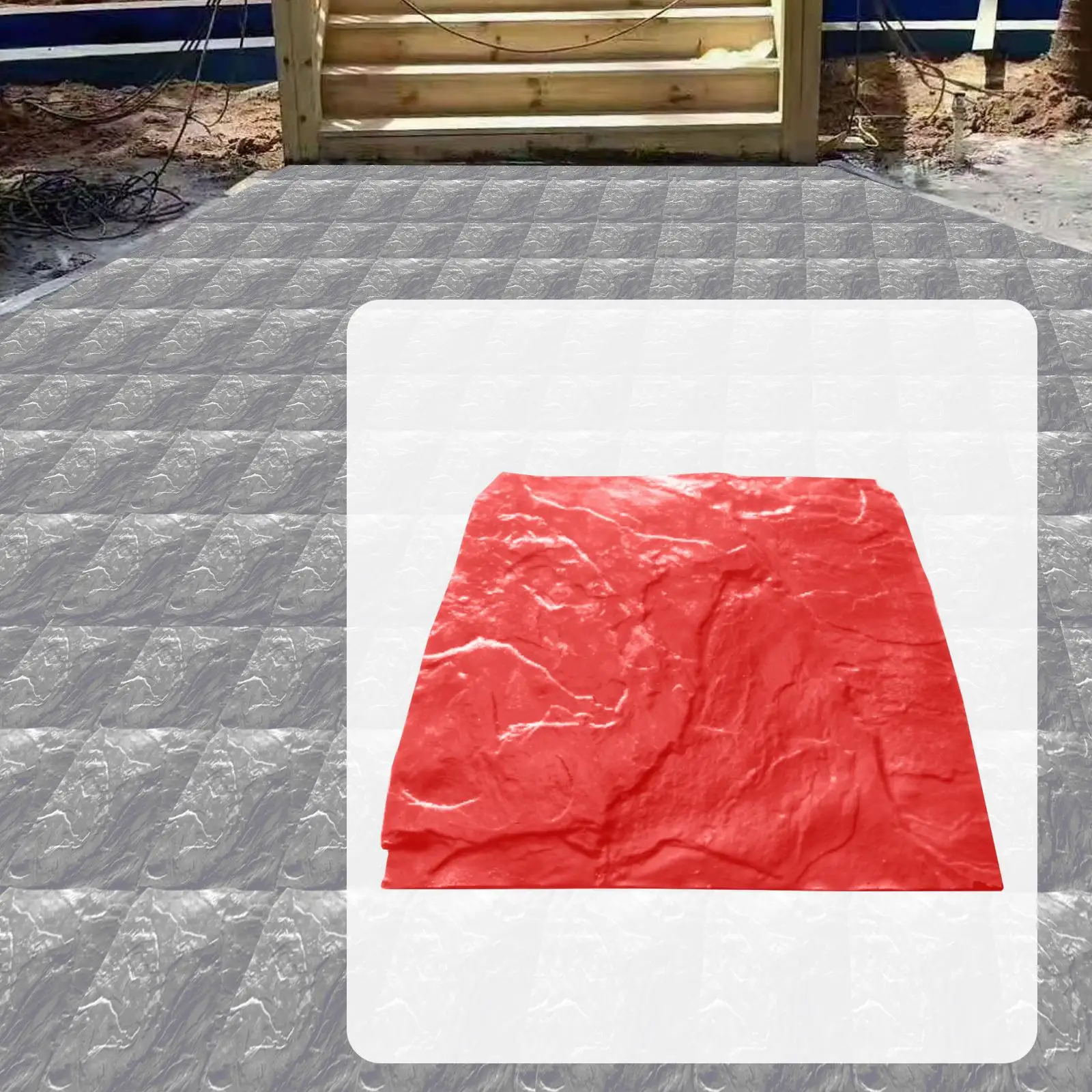 Rock Texture Concrete Stamp Mat 45x45 PU Durable Reusable Casting Model for Garden Walkway Yard Design