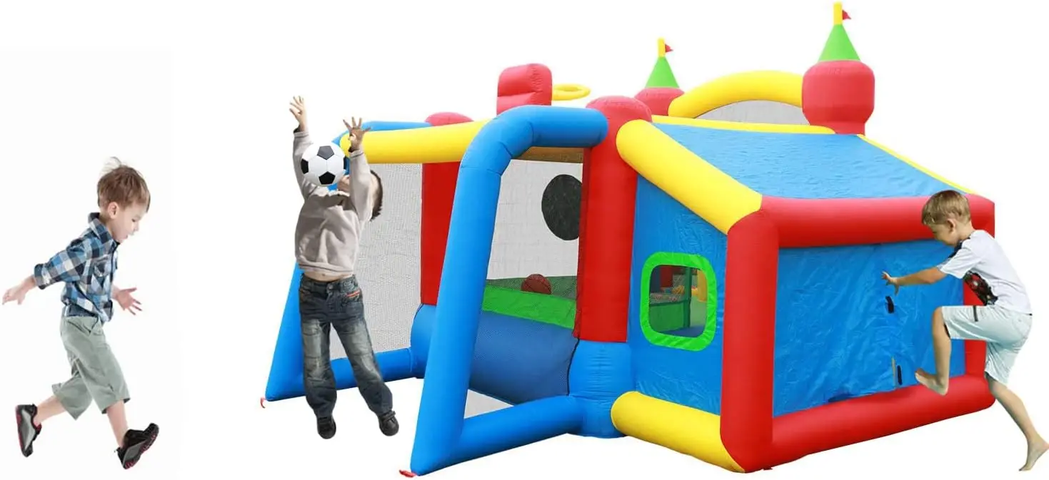 Jumping Castle Slide com ventilador para crianças, Bounce House, Bouncer with Ball Pit