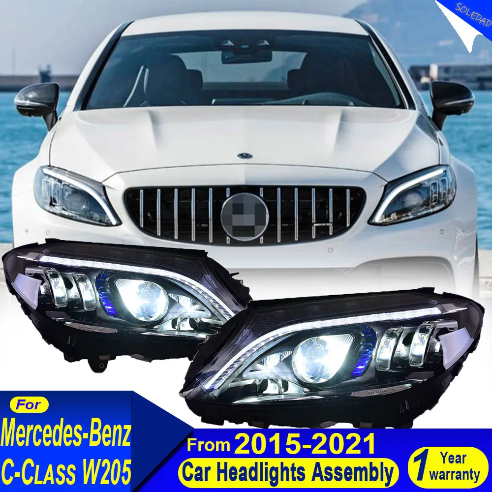 Car Headlight For Benz C-Class W205 2015 -2021 Headlight Assembly LED Lights Lamp DRL Signal Daytime Running Lights