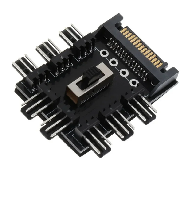 Ventilador Hub de 1 a 8 3 pines Pwm Sata Molex Splitter PC Cable de minería 12V Power supply Cooler Speed Controller 4pin/SATA adaptador