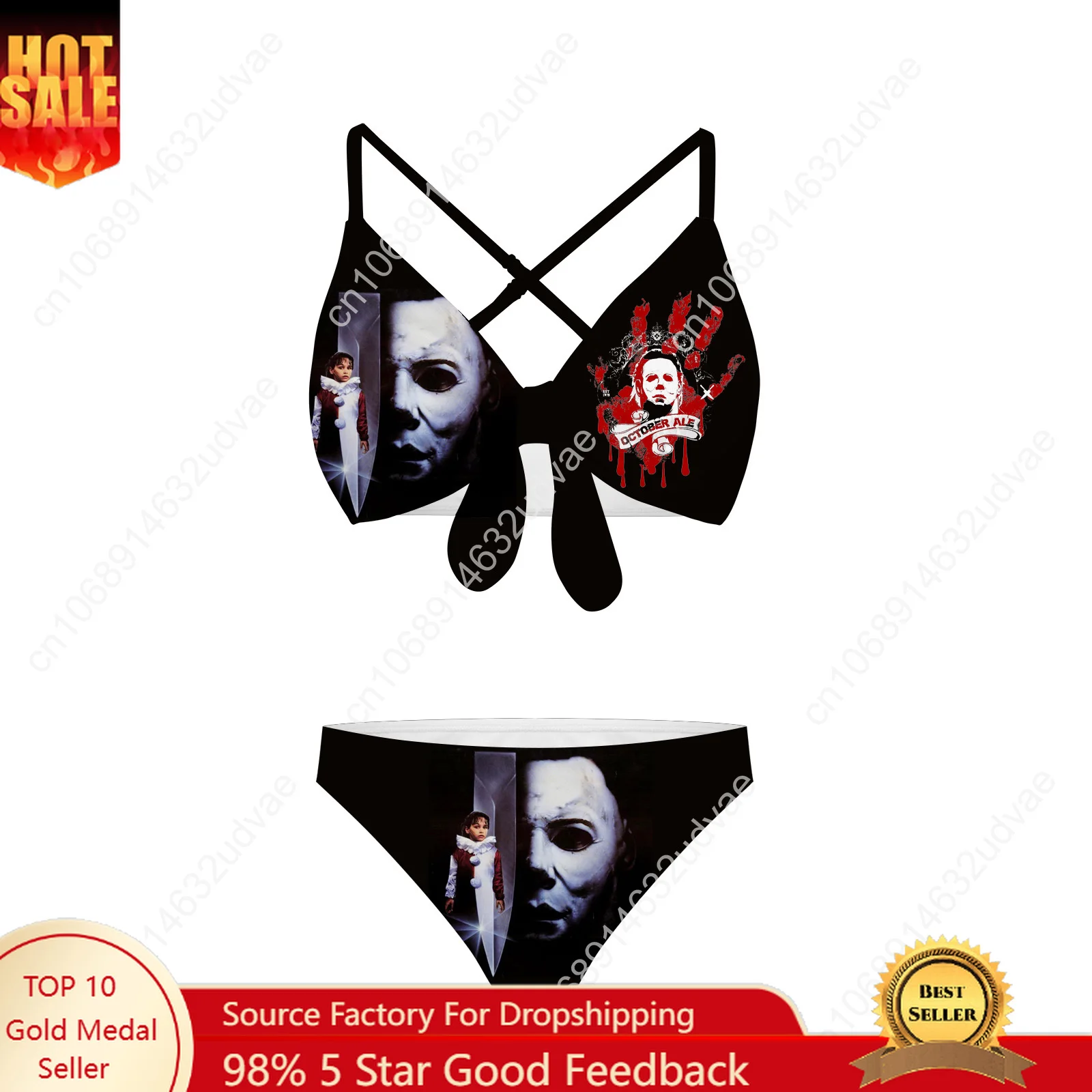 

M-Michael M-Myers Bathing Suits Cross Strap Suspenders Swimsuits Womens Personalized Bikini Swimwear Customized Beachwear
