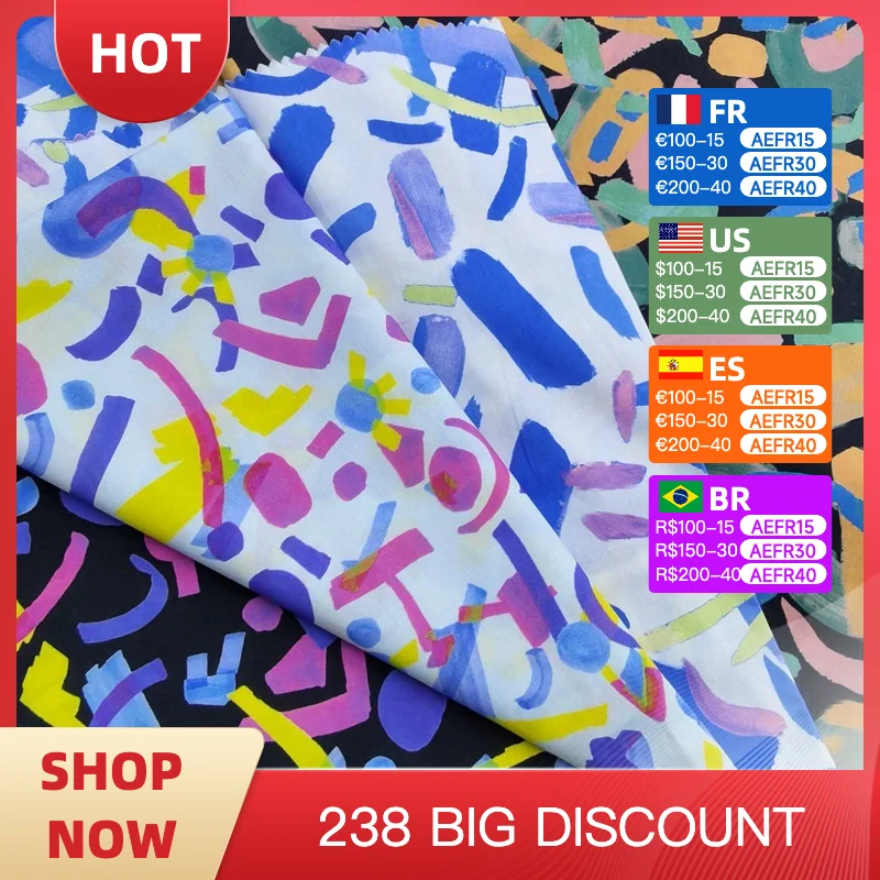 

Pure cotton poplin digital printing fabric sewing handmade DIY clothing dress 100 cotton spinning fabric