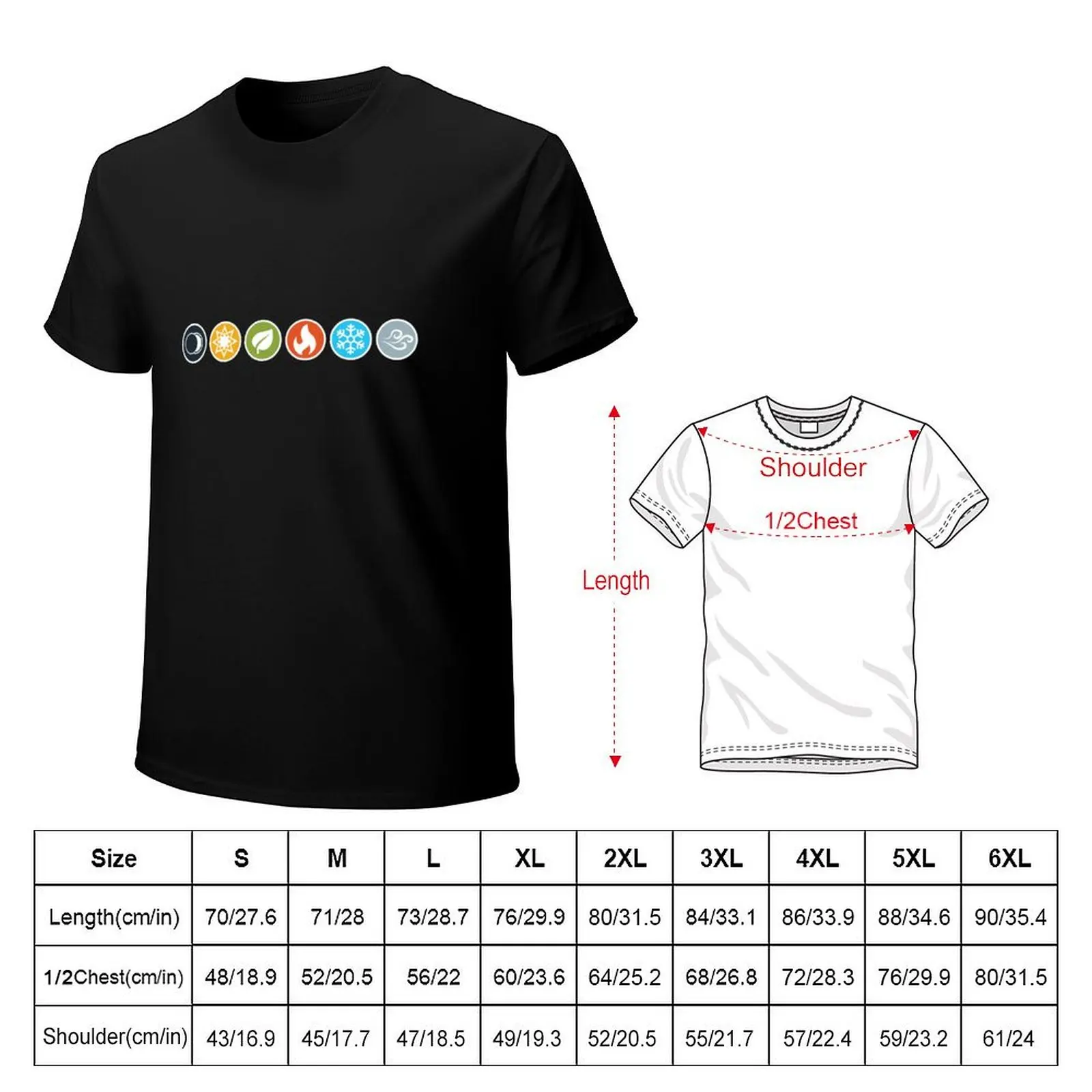 Element Symbols HQ - Horizontal - Gloomhaven inspired T-Shirt t shirt man plain T-Shirt
