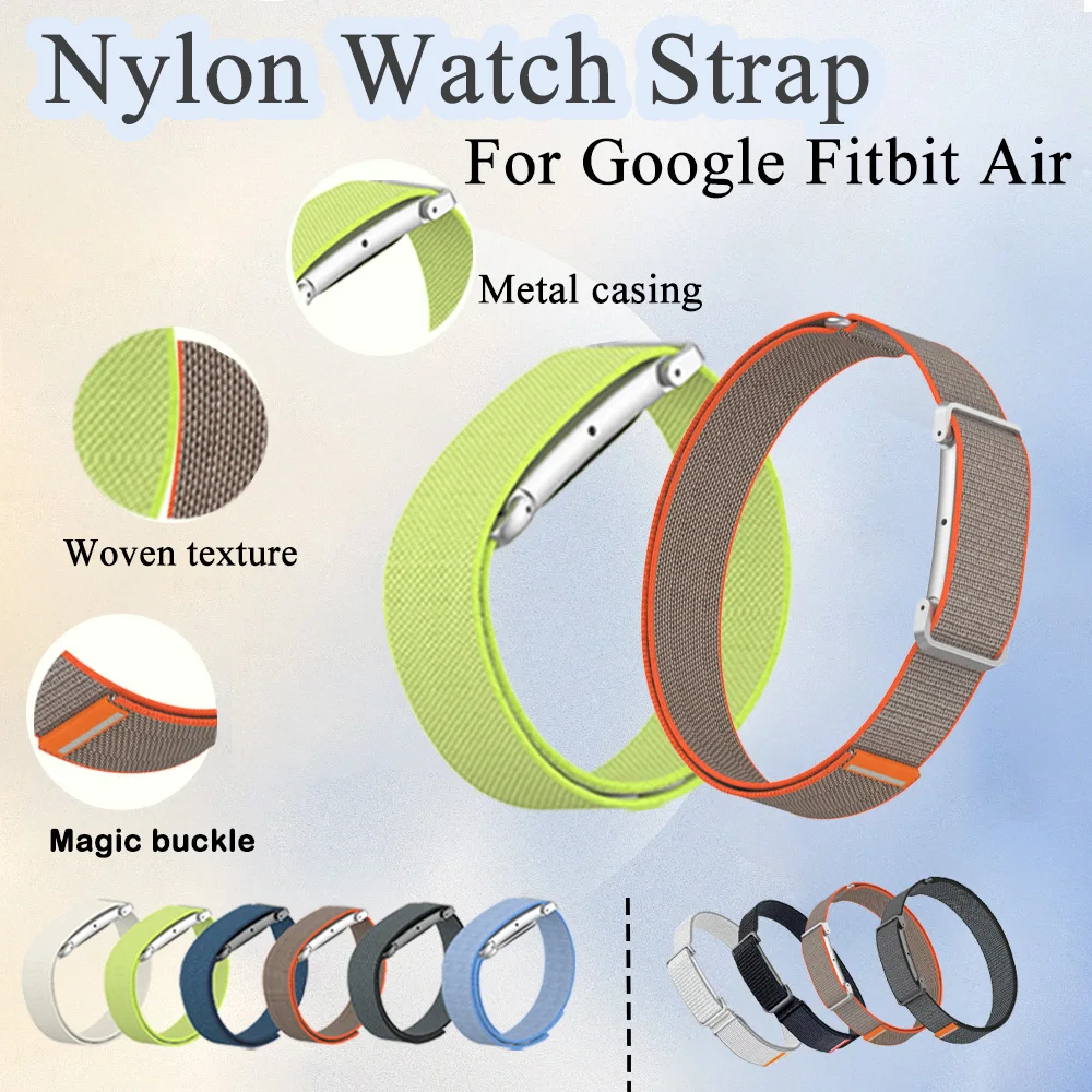 Nylon-Gewebearmband mit Metallgehäuse-Zubehör für Google Fitbit Air, Unisex, weiches, verschleißfestes Sportarmband für Google Fitbit Air