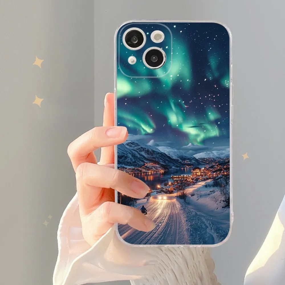 Beautiful Northern Lights Phone Case For IPhone 16 15 14 13 12 Mini 11 Pro XS Max X XR SE 6 7 8 Plus Soft Silicone Cover