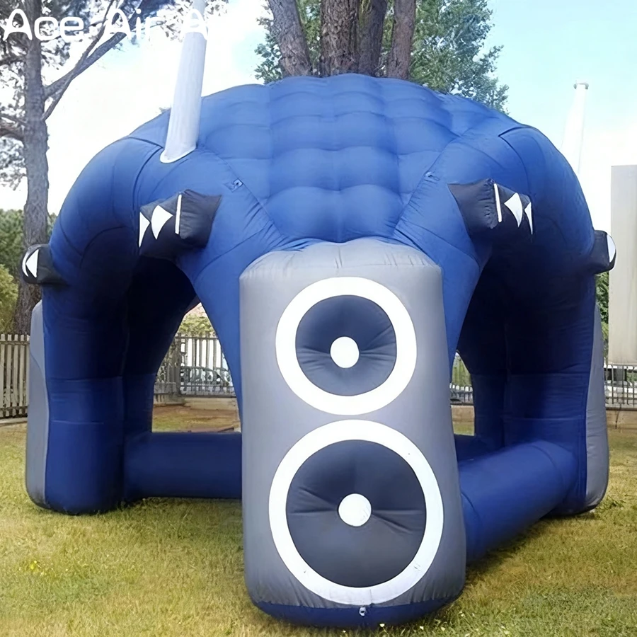 Reproductor de música inflable personalizado, tienda de campaña con cúpula, modelo de transmisión inflable con antena para eventos al aire libre, fiesta de Festival de Música