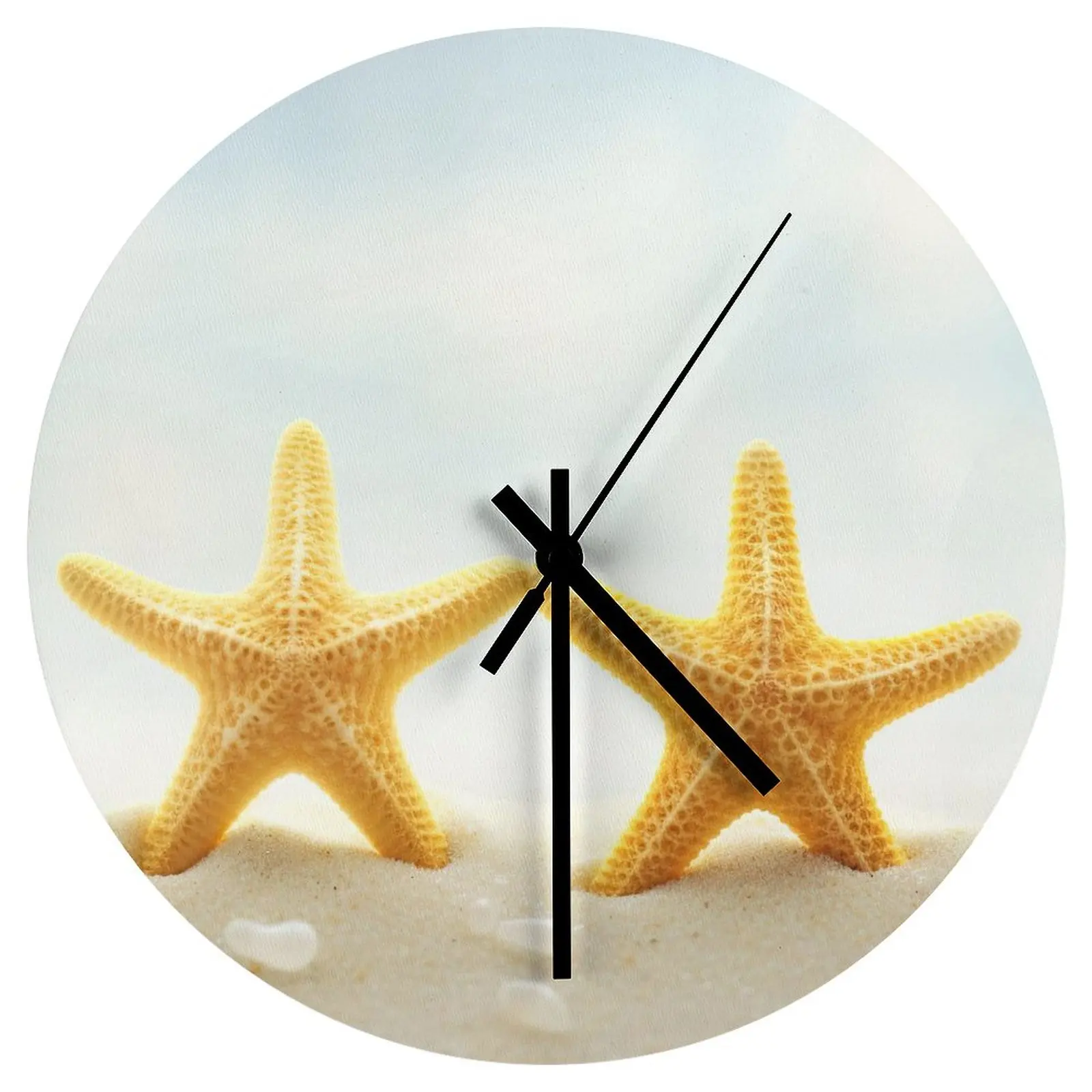 

Workshop Wall Clock Beach Starfish Sea star Clocks 12 inch Mute Wood Round Creative Easy To Read Fantasy Home Decor