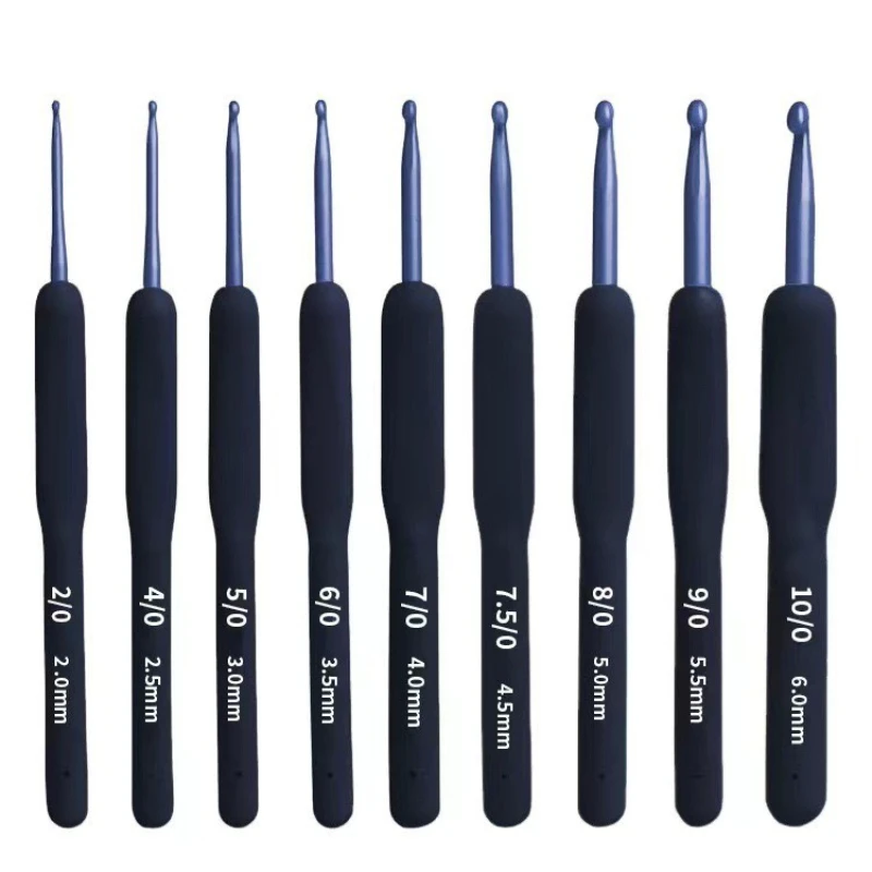 Ensemble de Crochet à poignée souple bleue, bricolage de pull, Crochet à tricoter avec Kit d'outils, Crochet antidérapant en Silicone, outil de couture