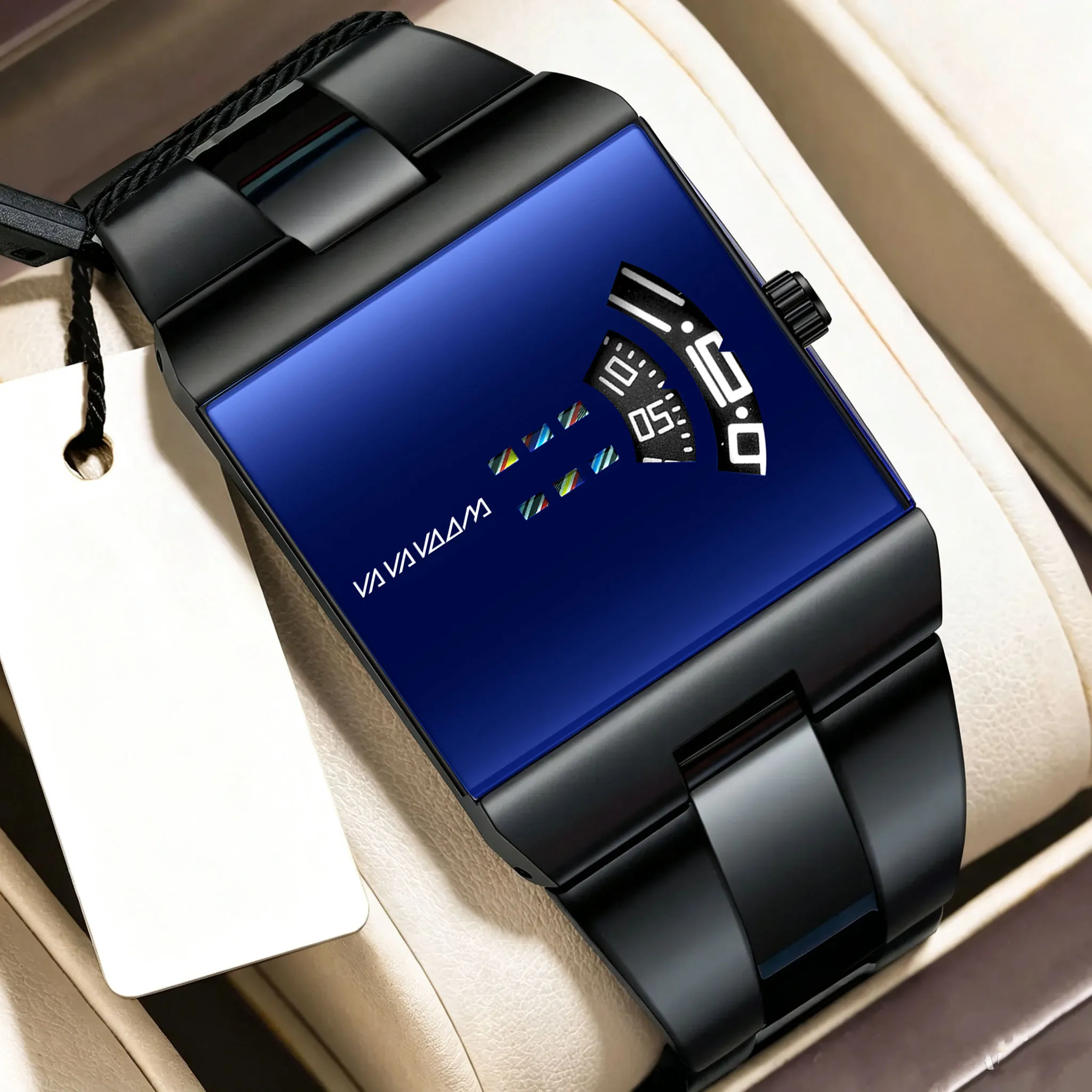 Top Fashion Tech‑Style Men Watch Rectangle Stainless Steel Quartz Sports Waterproof Casual Business Sleek Male Wrist Watch reloj