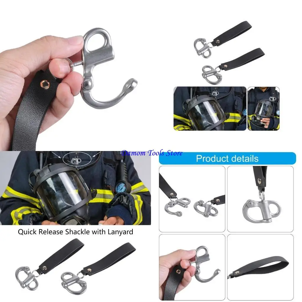 57BE 2Pcs SCBA Mask Quick Release Shackle with Leather Handle for Firefighter
