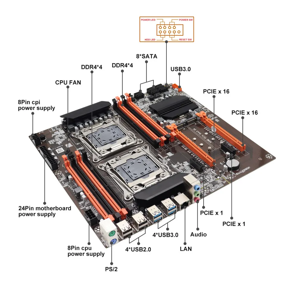 X99 マザーボード デュアル CPU M.2 LGA 2011 V3 E-ATX USB3.0 SATA3 8