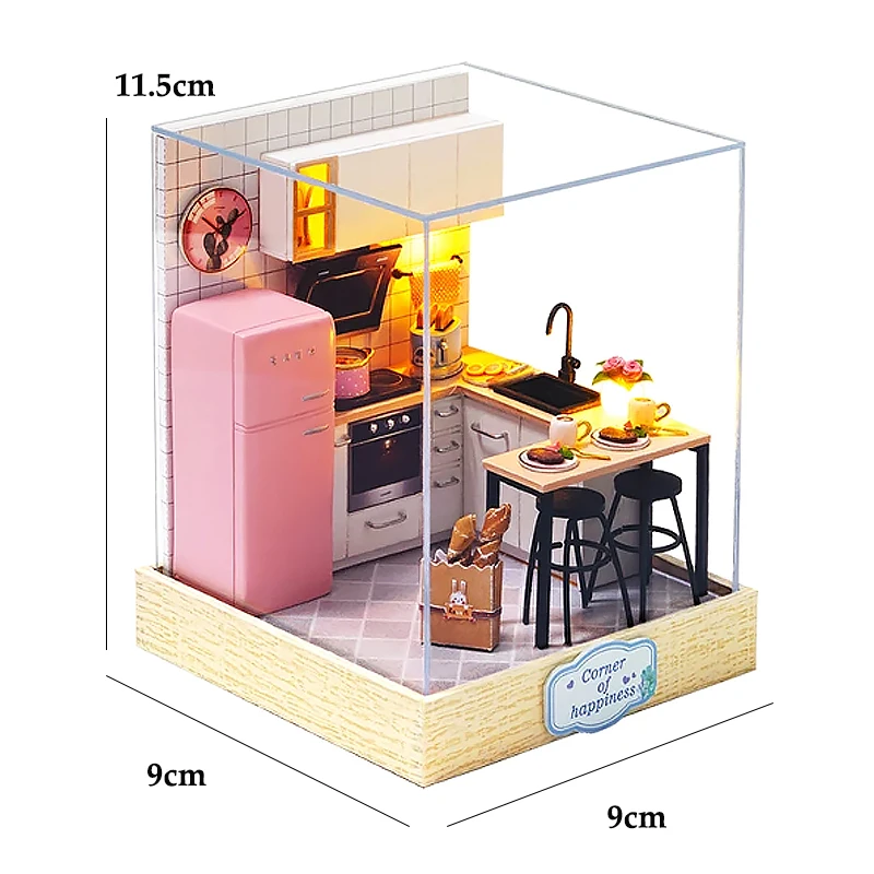 Mini poppenhuis DIY klein huis Kit handgemaakte 3D puzzel assemblage modelbouw kamer slaapkamer decoratie houten ambachtelijke verjaardagscadeau