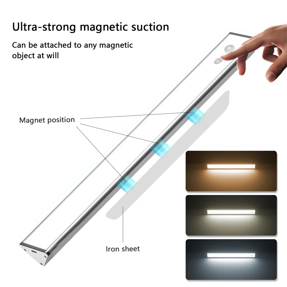 Sotto la luce dell'armadio lampade magnetiche dimmerabili per armadio a LED sensore di movimento luce Wireless lampada per trucco ricaricabile per interni per bagno