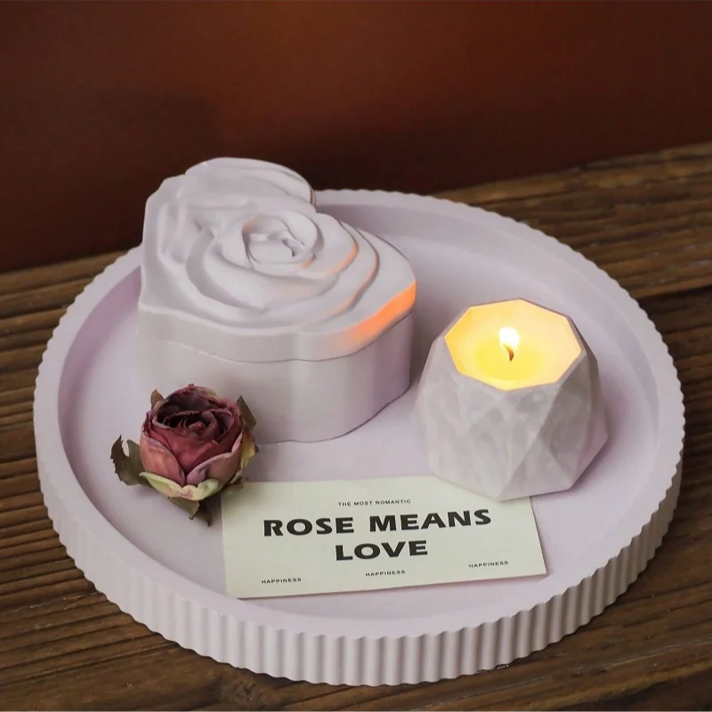 석고 화병, 왁스 양초, 레진 공예 제작용 하트 모양 실리콘 몰드, 5피스 수납 상자 세트, DIY 로맨틱 홈 데코 선물