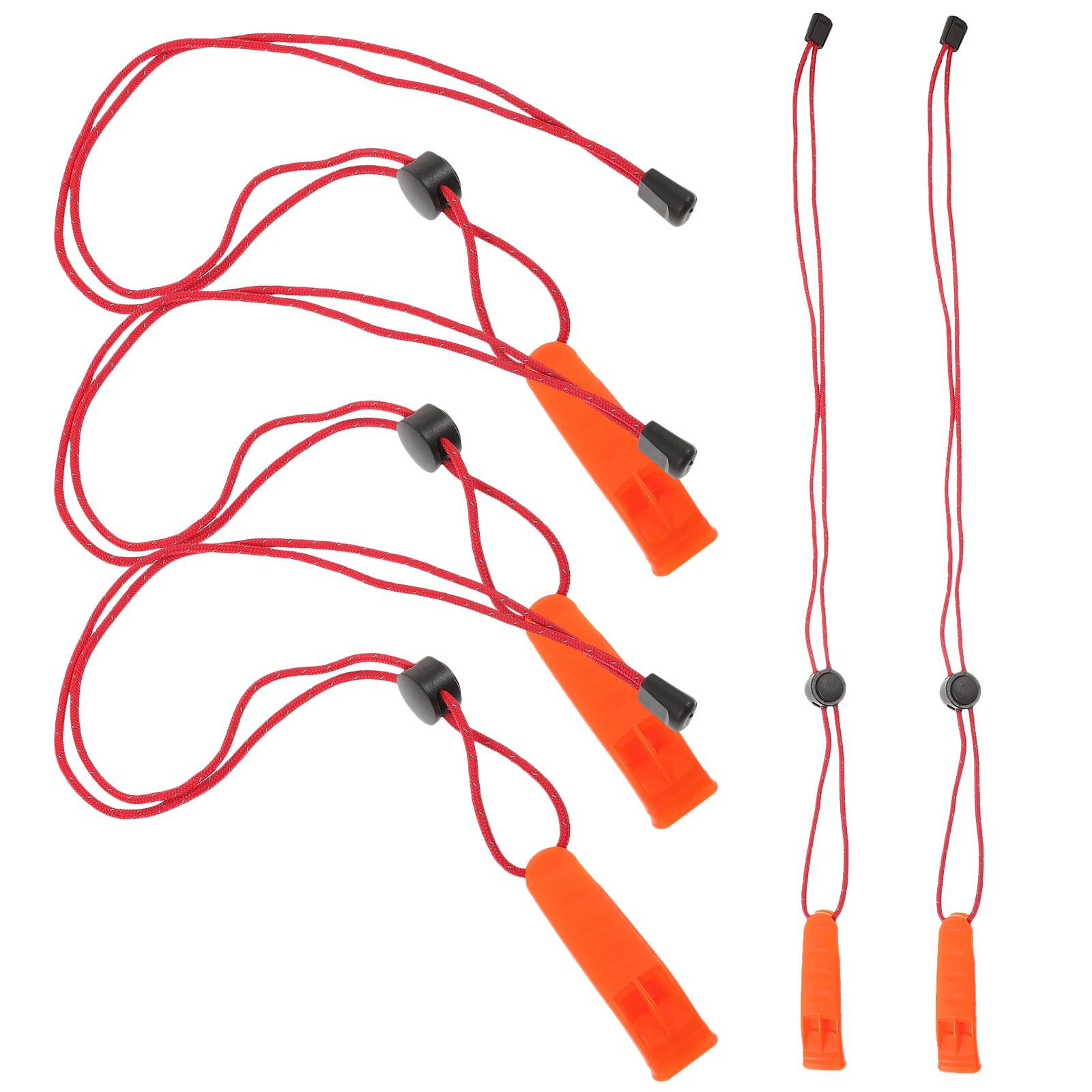 

5pcs Red Treble Whistle Pendant Plastic Sports Whistle Pendant Adventure Emergency First Aid Survival Outdoor Training