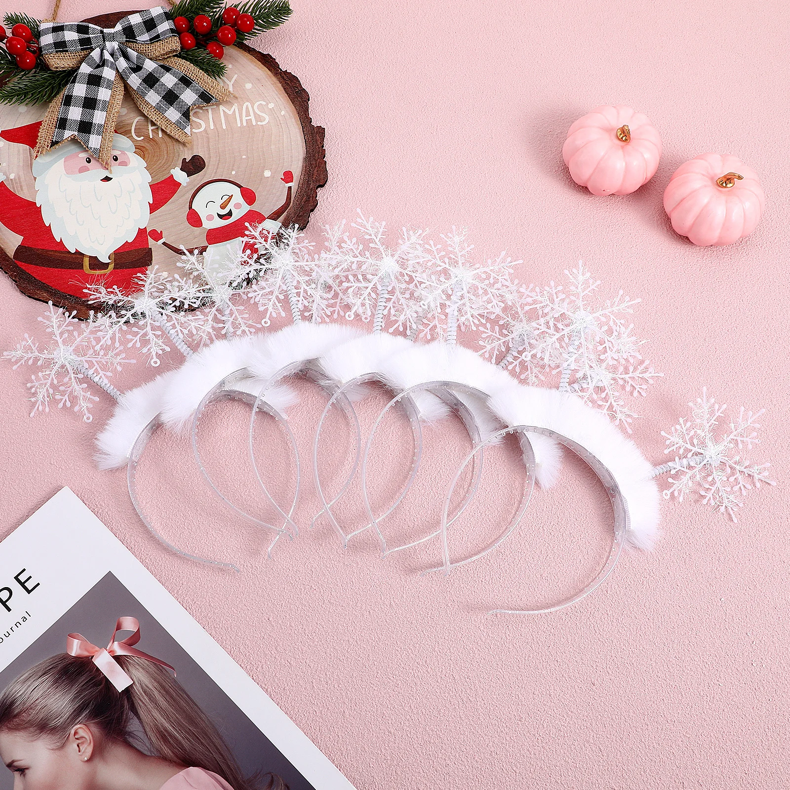 

6Pcs Xmas Hair Hoop Snowflakes and Trim Comfortable Holiday Wear Great for Christmas Carnival Party Cosplay Decoration