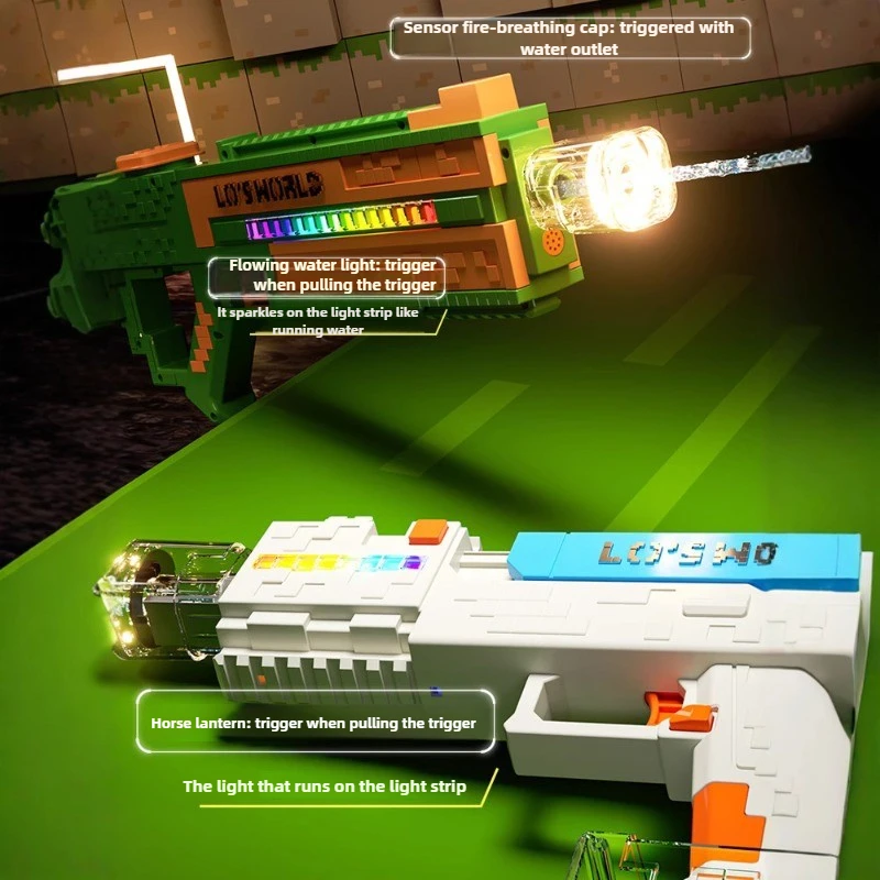 Pistolet na wodę z wielokolorowymi diodami LED o dużej pojemności Letnia zabawka basenowa dla dzieci i dorosłych Interaktywna gra wodna na świeżym powietrzu