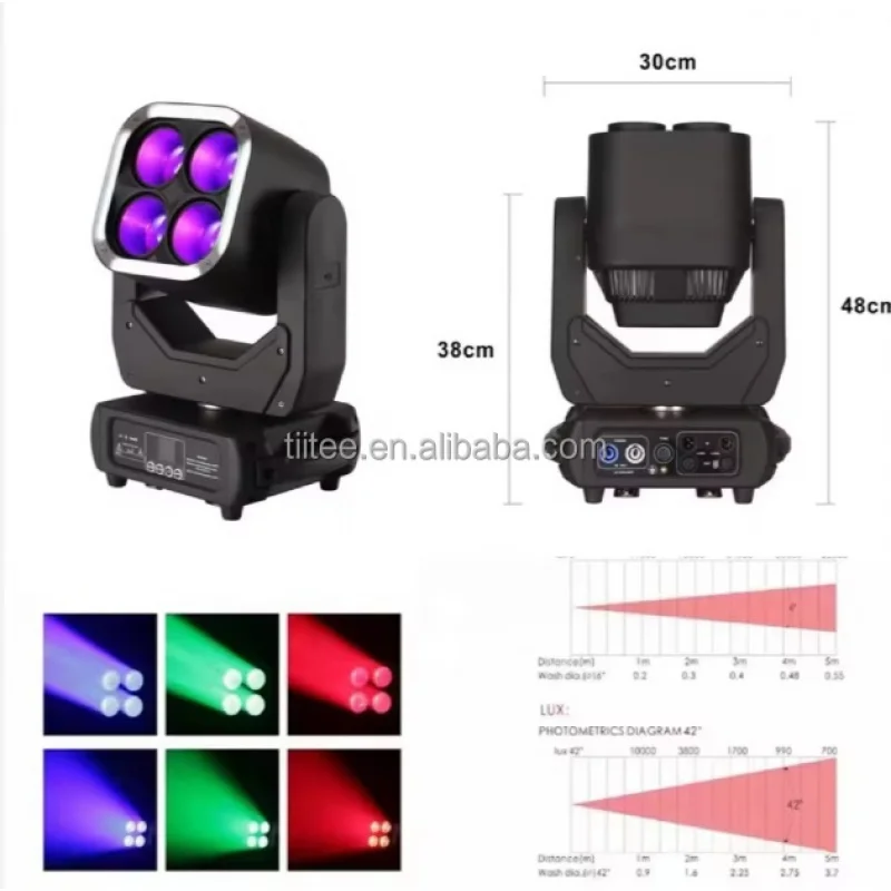 

Tiitee Pro Stage DJ Disco Beam Wash 2-in-1 Zoom Hybrid 4*60W Ring Effects Pixel Control 4x60W RGBW 4-IN-1 LED Moving Head Light
